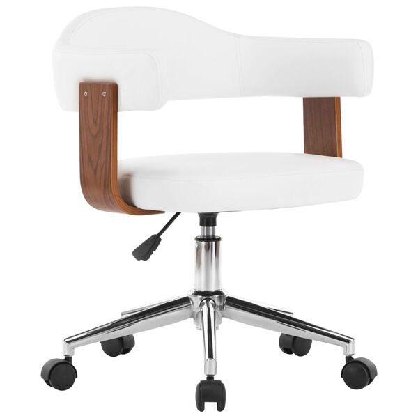 vidaXL Swivel Dining Chair White Bent Wood and Faux Leather
