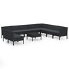 vidaXL 11 Piece Garden Lounge Set with Cushions Poly Rattan Black
