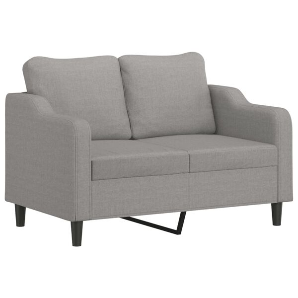 vidaXL 2-Seater Sofa with Pillows&Cushions Light Grey 120 cm Fabric
