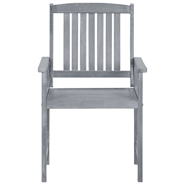 vidaXL Garden Chairs with Cushions 2 pcs Grey Solid Acacia Wood
