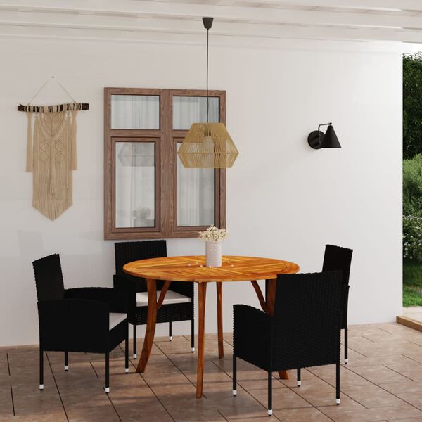 vidaXL 5 Piece Garden Dining Set Black