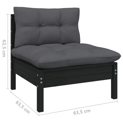 vidaXL 13 Piece Garden Lounge Set with Cushions Black Pinewood