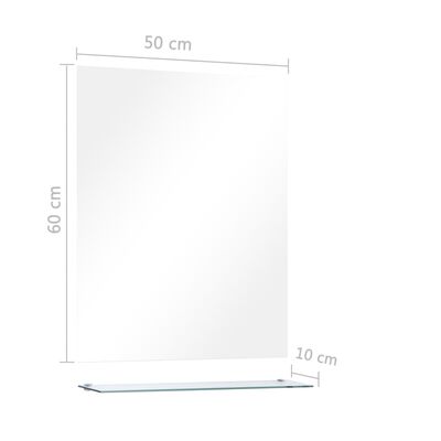 vidaXL Wall Mirror with Shelf 50x60 cm Tempered Glass