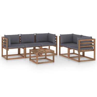 vidaXL 6 Piece Garden Lounge Set with Anthracite Cushions