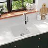 vidaXL Kitchen Sink with Overflow Hole Oval White Granite
