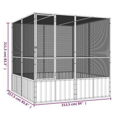 vidaXL Bird Cage Grey 213.5x217.5x211.5 cm Galvanised Steel