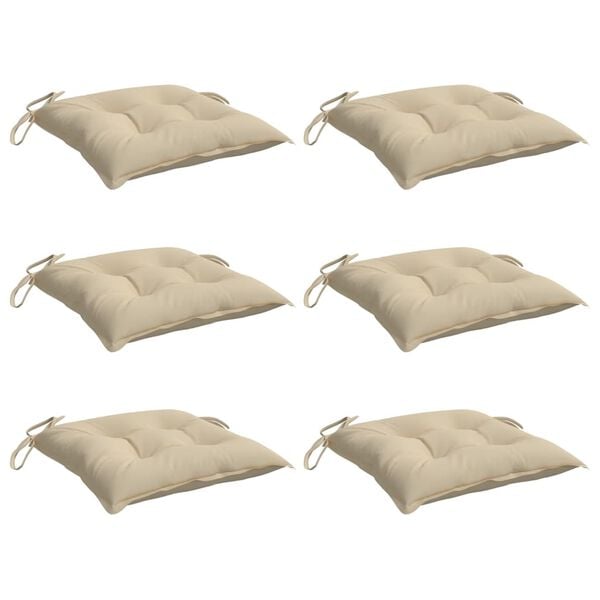 vidaXL Chair Cushions 6 pcs Beige 40x40x7 cm Oxford Fabric
