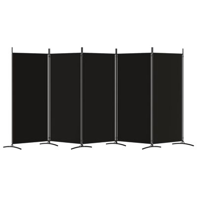 vidaXL 5-Panel Room Divider Black 433x180 cm Fabric