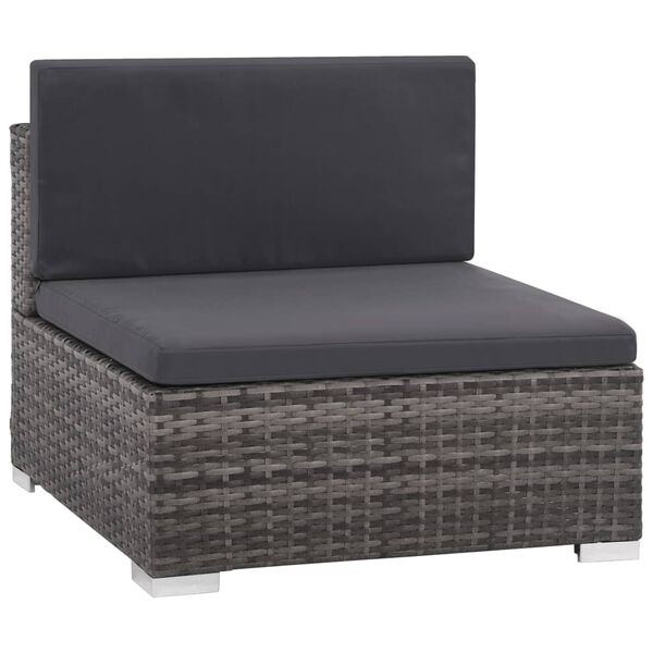 vidaXL 7 Piece Garden Lounge Set with Cushions Poly Rattan Grey