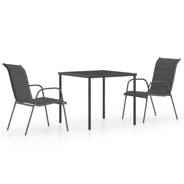 vidaXL 3 Piece Outdoor Dining Set Steel Anthracite