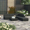 vidaXL 6 Piece Garden Lounge Set Black with Cushions Poly Rattan