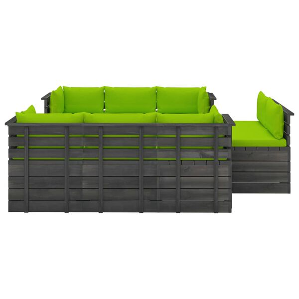 vidaXL 9 Piece Garden Pallet Lounge Set with Cushions Solid Pinewood