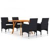 vidaXL 5 Piece Garden Dining Set Black