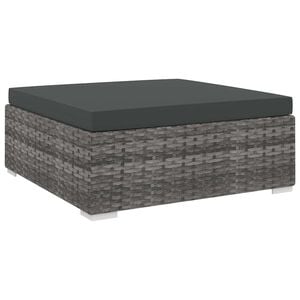 vidaXL Sectional Footrest 1 pc with Cushion Poly Rattan Grey