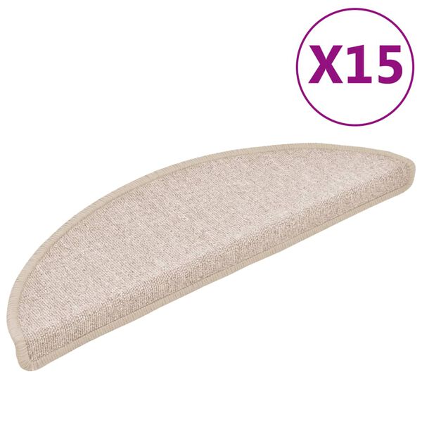 vidaXL Stair Mats 15 pcs 56x17x3 cm Taupe Half Round