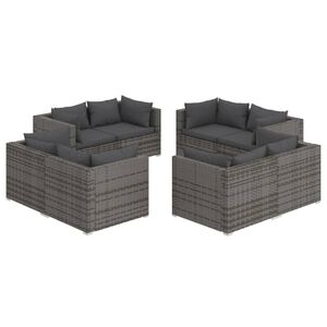 vidaXL Garden Lounge Set | Grey | PE rattan | 8 Piece Set | Modular