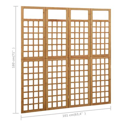 vidaXL 4-Panel Room Divider/Trellis Solid Fir Wood 161x180 cm