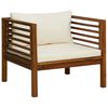 vidaXL 6 Piece Garden Lounge Set with Cream Cushion Solid Acacia Wood