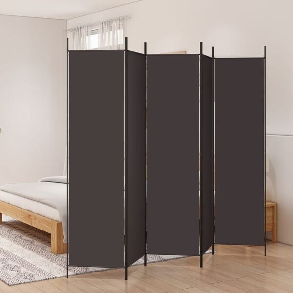vidaXL 5-Panel Room Divider Brown 250x200 cm Fabric