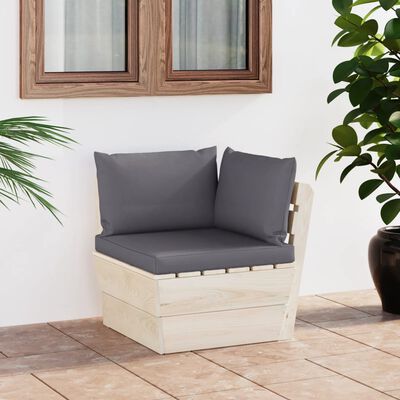 vidaXL Garden Pallet Corner Sofa with Cushions Impregnated Spruce Wood