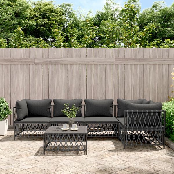 vidaXL 6 Piece Garden Lounge Set with Cushions Anthracite Steel