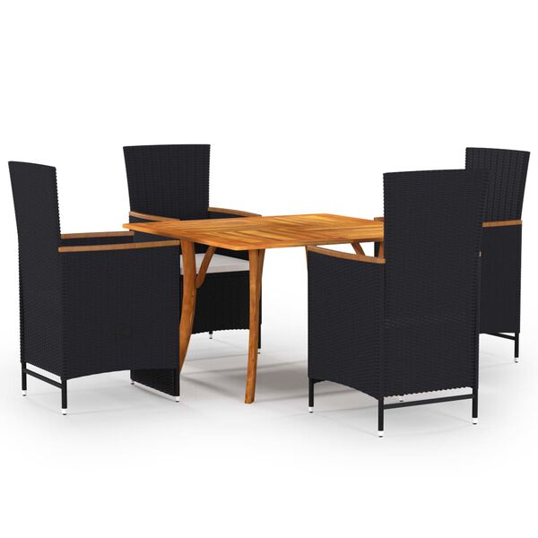 vidaXL 5 Piece Garden Dining Set Black