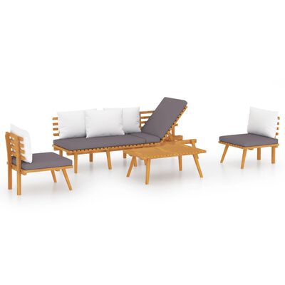 vidaXL 4 Piece Garden Lounge Set with Cushions Solid Wood Acacia