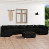 vidaXL 8 Piece Garden Lounge Set with Cushions Poly Rattan Black