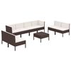 vidaXL 9 Piece Garden Lounge Set with Cushions Poly Rattan Brown