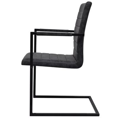 vidaXL Cantilever Dining Chairs 2 pcs Black Faux Leather