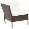 vidaXL 6 Piece Garden Lounge Set with Cushions Poly Rattan Brown