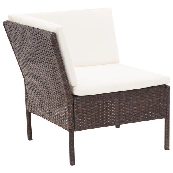 vidaXL 6 Piece Garden Lounge Set with Cushions Poly Rattan Brown