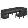 vidaXL 9 Piece Garden Lounge Set with Cushions Poly Rattan Black