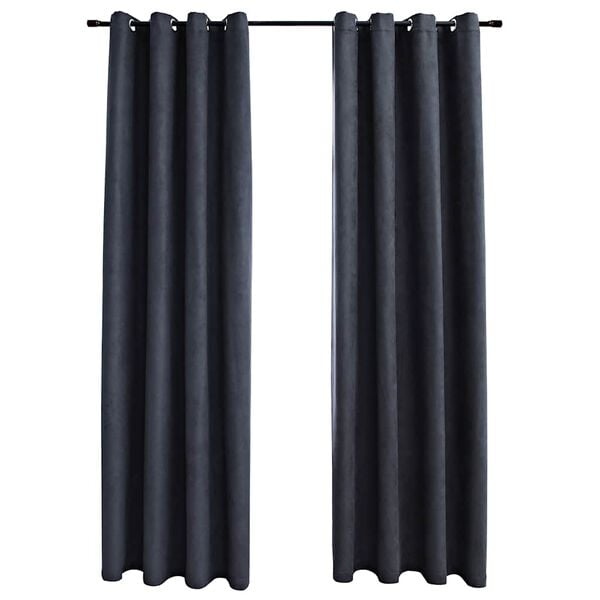 vidaXL Blackout Curtains with Metal Rings 2 pcs Anthracite 140x175 cm