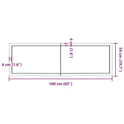 vidaXL Table Top Light Brown 160x50x(2-4) cm Treated Solid Wood Oak