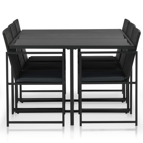 vidaXL 7 Piece Outdoor Dining Set with Cushions Poly Rattan Black