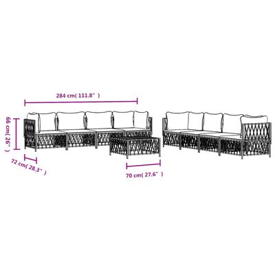 vidaXL 9 Piece Garden Lounge Set with Cushions White Steel