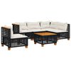 vidaXL 6 Piece Garden Sofa Set with Cushions Black Poly Rattan
