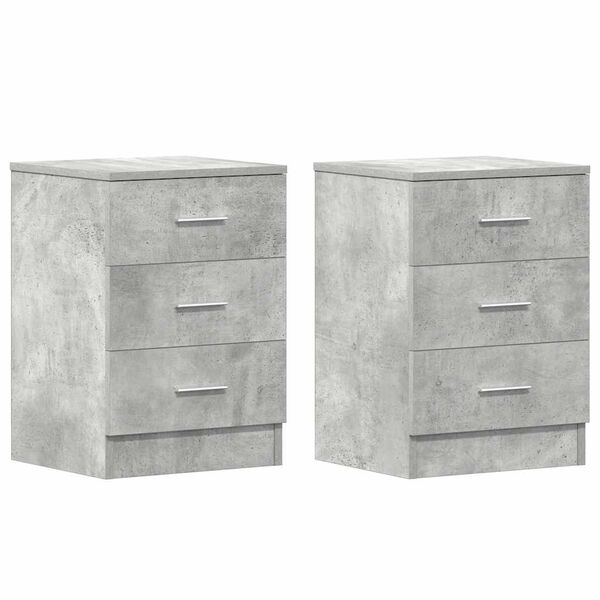 vidaXL Bedside Cabinets 2 pcs Concrete Grey 38x35x56 cm Engineered Wood