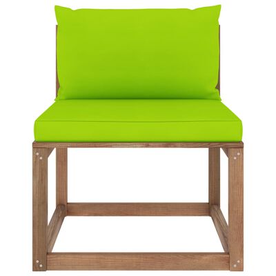 vidaXL Garden Pallet Middle Sofa with Bright Green Cushions
