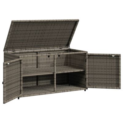 vidaXL Garden Storage Cabinet Grey 110x55x60.5 cm Poly Rattan