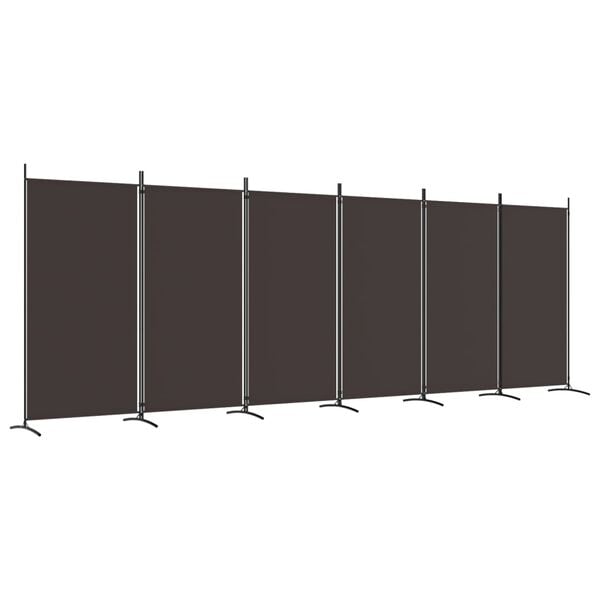 vidaXL 6-Panel Room Divider Brown 520x180 cm Fabric