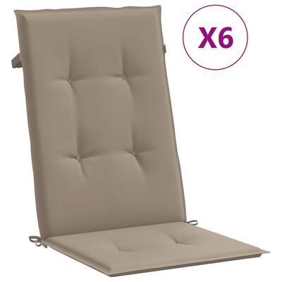 vidaXL Garden Highback Chair Cushions 6 pcs Taupe 120x50x3 cm Fabric