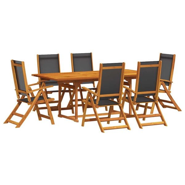 vidaXL 7 Piece Garden Dining Set Solid Wood Acacia and Textilene