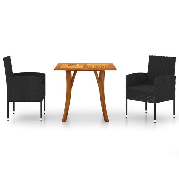 vidaXL 3 Piece Garden Dining Set Black