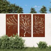 vidaXL Garden Wall Decorations 3 pcs 105x55 cm Corten Steel Tree Design
