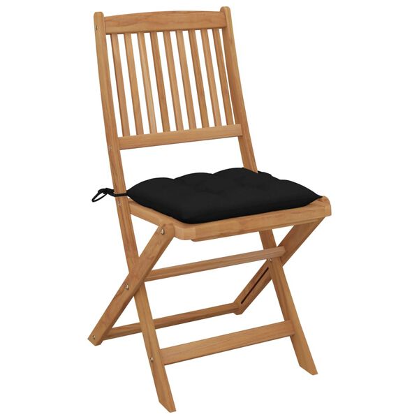 vidaXL Folding Garden Chairs 2 pcs with Cushions Solid Acacia Wood