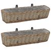 vidaXL Balcony Planter | Set of 2 | Brown | Wicker with PE lining | 80 cm long