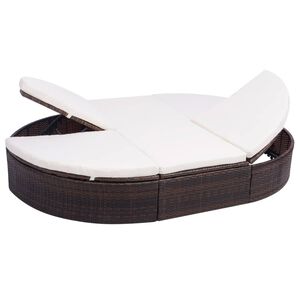 vidaXL Outdoor Lounge Bed with Cushion Poly Rattan Brown