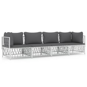vidaXL 4 Piece Garden Lounge Set with Cushions White Steel